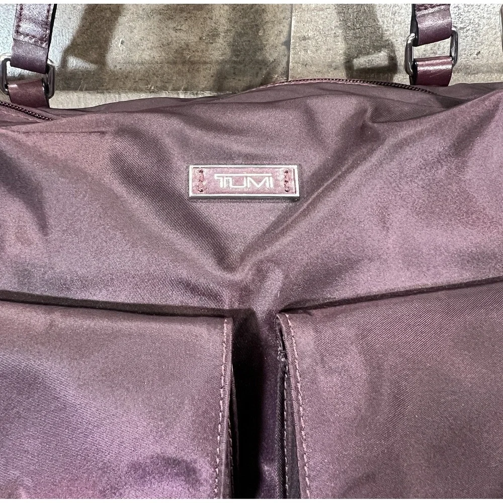 TUMI Travel Tote Luggage Handbag Duffel Nylon Overnight Bag Weekender Plum